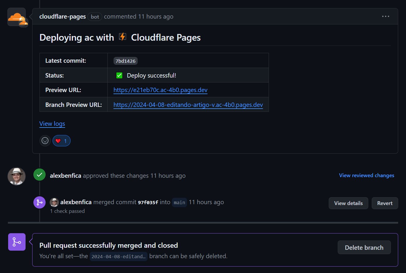 Page preview when using Cloudflare Pages + Github