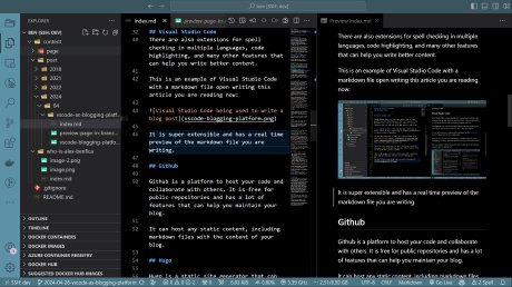 Visual Studio Code being used to write a blog post
